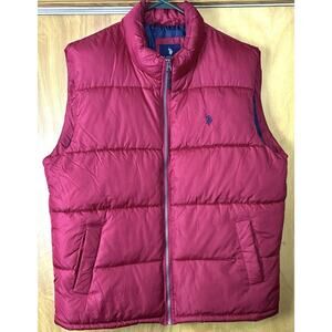 Polo Ralph Lauren Sz XL Red Sleeveless Puffer Vest Inside pocket Logo